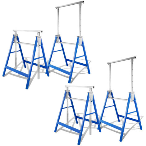 Randaco Set di 4 cavalletti telescopici pieghevoli, Altezza regolabile (80-130cm), Blu