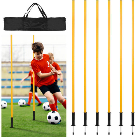 Randaco Set di 6 pali per agilità, pali da slalom da calcio da 1,5 m, kit di allenamento per agilità giallo