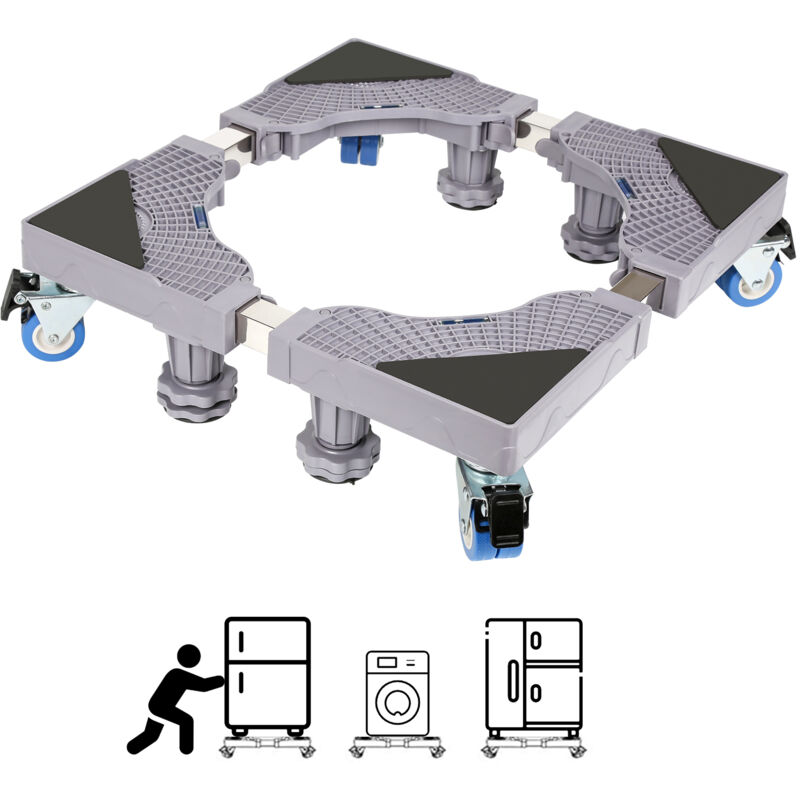 Randaco - vingo Socle de machine à laver Support de Machine à Laver avec 4 Roues et 8 Pieds Base de Réfrigo de Lave