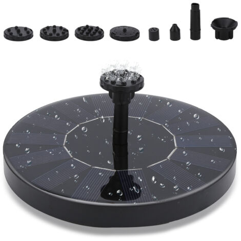 Randaco Solarpumpe 1.5W Brunnen Gartenbrunnen 6 Fontänenstilen 190L/h Solar Wasserpumpe Solar Teichpumpe