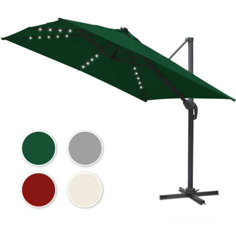 Randaco Sombrilla verde con iluminación LED: modelo grande para terrazas y jardines.