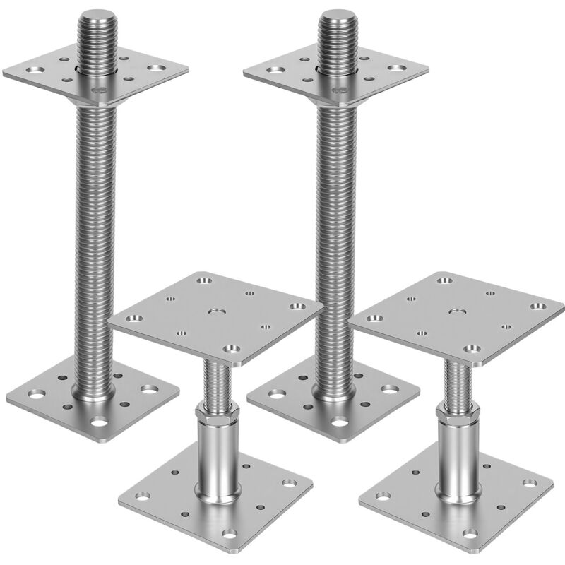 Randaco Soporte de poste regulable en altura para terraza, pérgola y valla 90-150 mm Plata 2 unidades