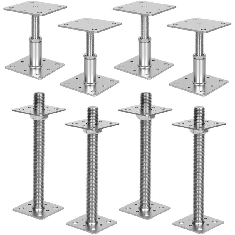 Randaco Soporte de poste regulable en altura para terraza, pérgola y valla 90-150 mm Plata 4 unidades