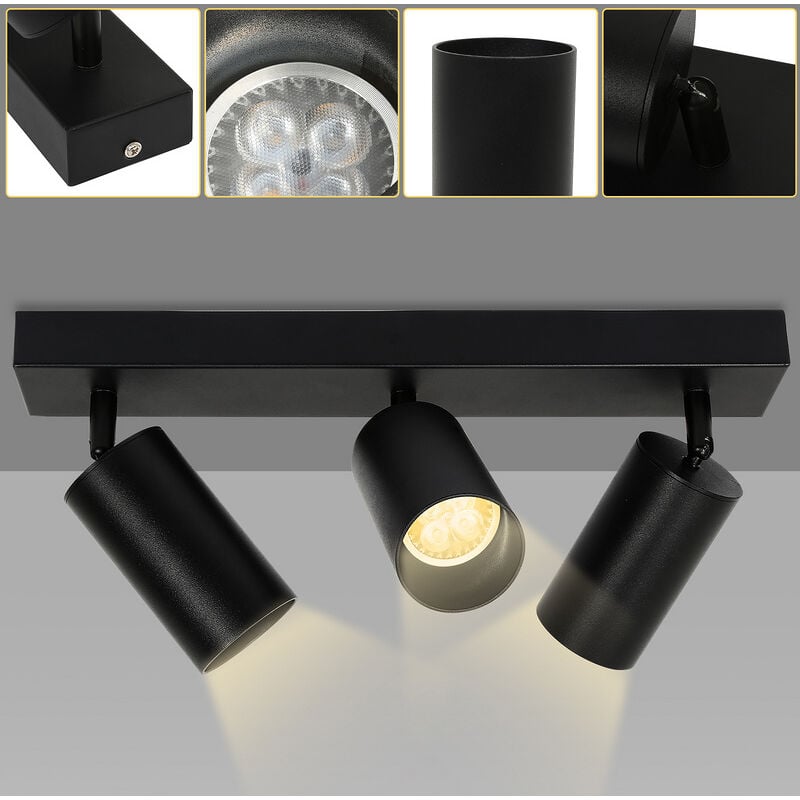 Randaco - swanew Spot de plafond blanc chaud pivotante tournante 4w Idéal pour le salon, salon, couloir trois, GU10, 3 lampes