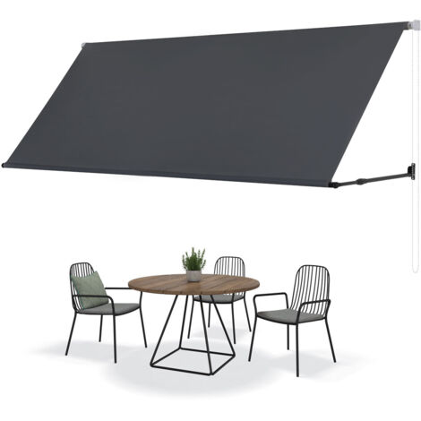 Randaco Store Banne Manuel inclinaison Réglable acier alu 3 x 1,50 m polyester imperméabilisé anti-UV Banne de Balcon Anthracite