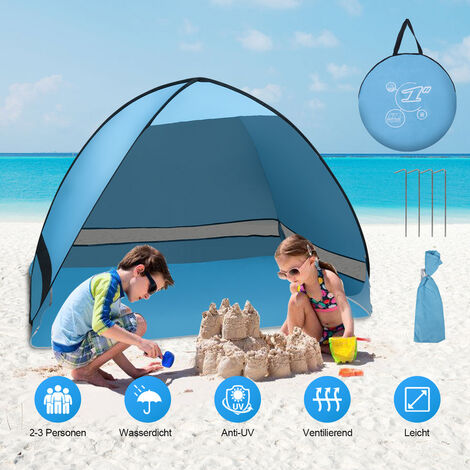 Randaco Strandmuschel Strandmuscheln UV 50+ Beach Strandzelt EXPLORER blau Pop Up Wurfzelt Campingzelt - blau