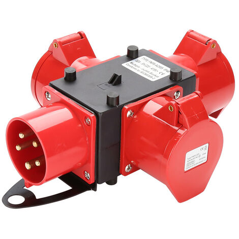 Randaco Stromverteiler Verteiler Baustromverteiler FI-Schutzschalter CEE 2x 16A + 1x 32A + 4x 230V Wandverteiler mit Leitung - rot
