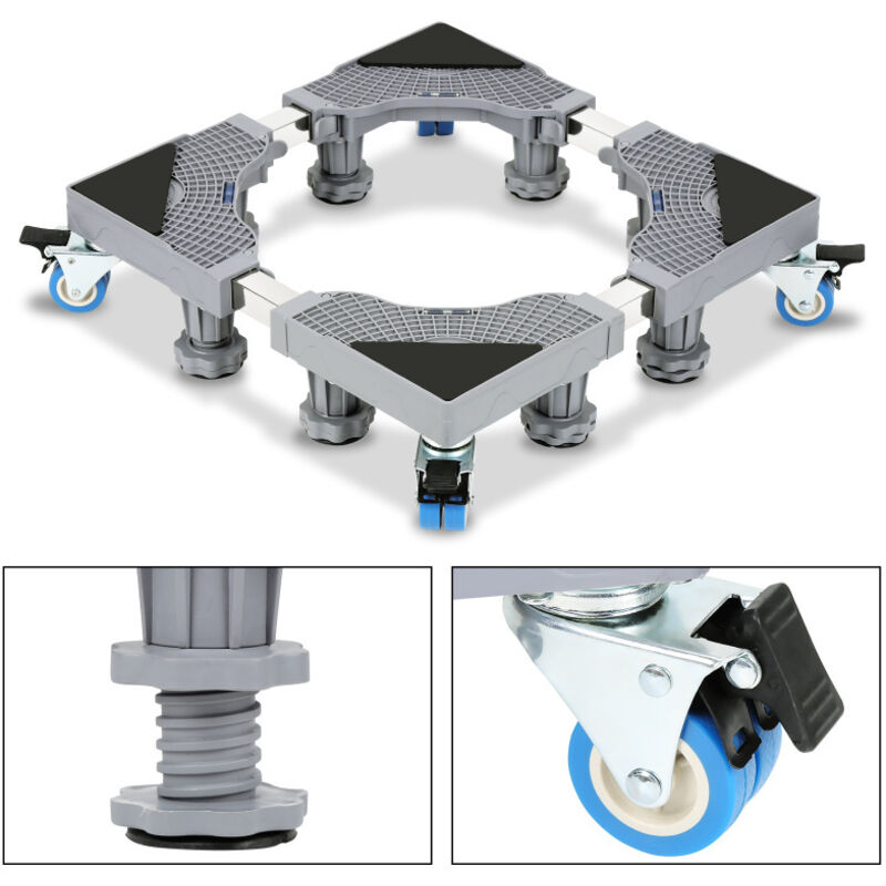Randaco - einfeben Support de machine à laver Base Machine à Laver Réglable Socle pour Lave-Linge Réglable 41-64cm 8 pieds + 4 roues