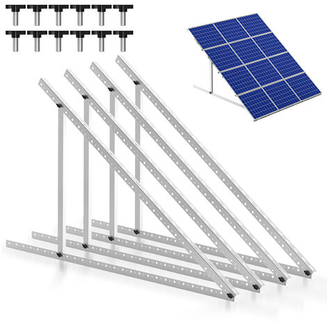 Randaco Support de panneau solaire 41 pouces, 4 paires de support de module solaire universel 104 cm - Argent
