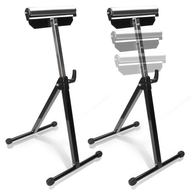 Support à rouleaux 2x Tréteau Servante d'atelier Chevalet (Hauteur Réglable 68-108cm Max 60 Kg Pied En Croix Acier) - Randaco