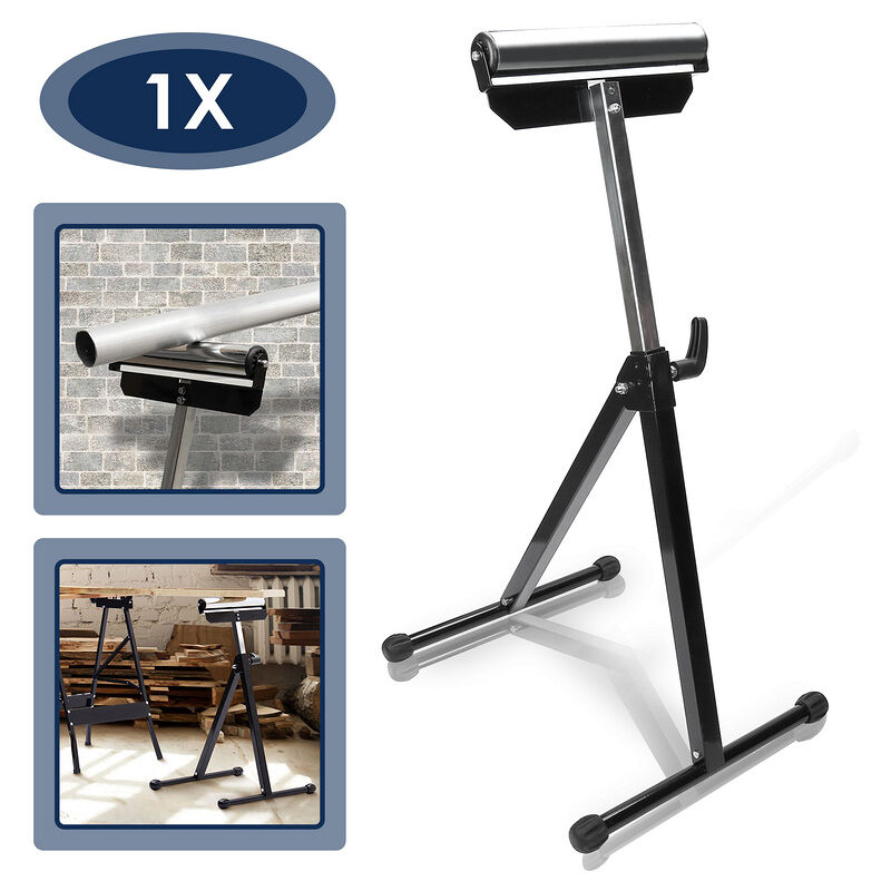 Support à rouleaux Tréteau Support à roulettes Support d'appui sous tréteau auxiliaire Max 60 Kg 68-108cm - Randaco