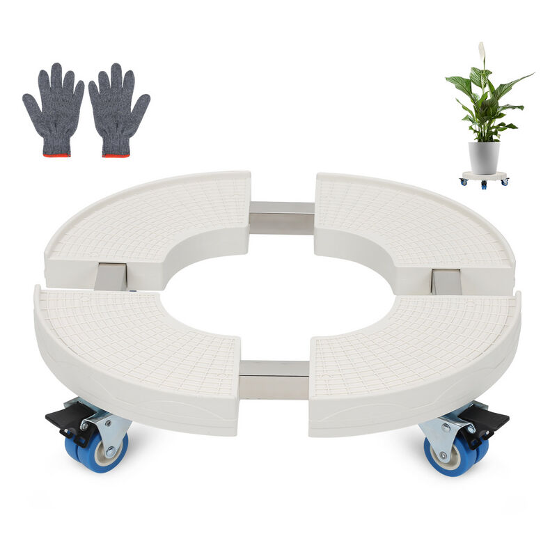 Support à roulettes Support de plante robuste avec roues, capacité de 200 kg, support de pot de fleur rond réglable intérieur extérieur de 38 cm à 52
