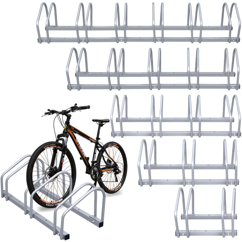 Randaco - Râtelier Vélos en Acier pour 2-6 Vélos, Fixation au sol, Antirouille et peu Encombrant, Ratelier Familial - 2 Vélos
