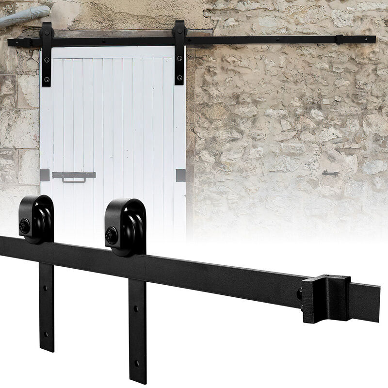 Hengda Kit de porte coulissante système coulissante Ferrure pour Système pour Portes Coulissantes avec rail de roulement Ensemble complet 244cm