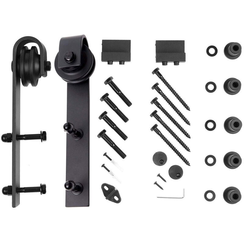 Einfeben Kit de porte coulissante système coulissante Ferrure pour Système pour Portes Coulissantes avec rail de roulement Ensemble complet 200cm