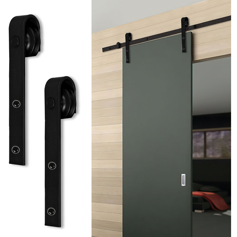 Sistema di porte scorrevoli Set di accessori per binari a pavimento in legno Binario per porte a rulli in vetro 150kg Streifen 244CM - Randaco