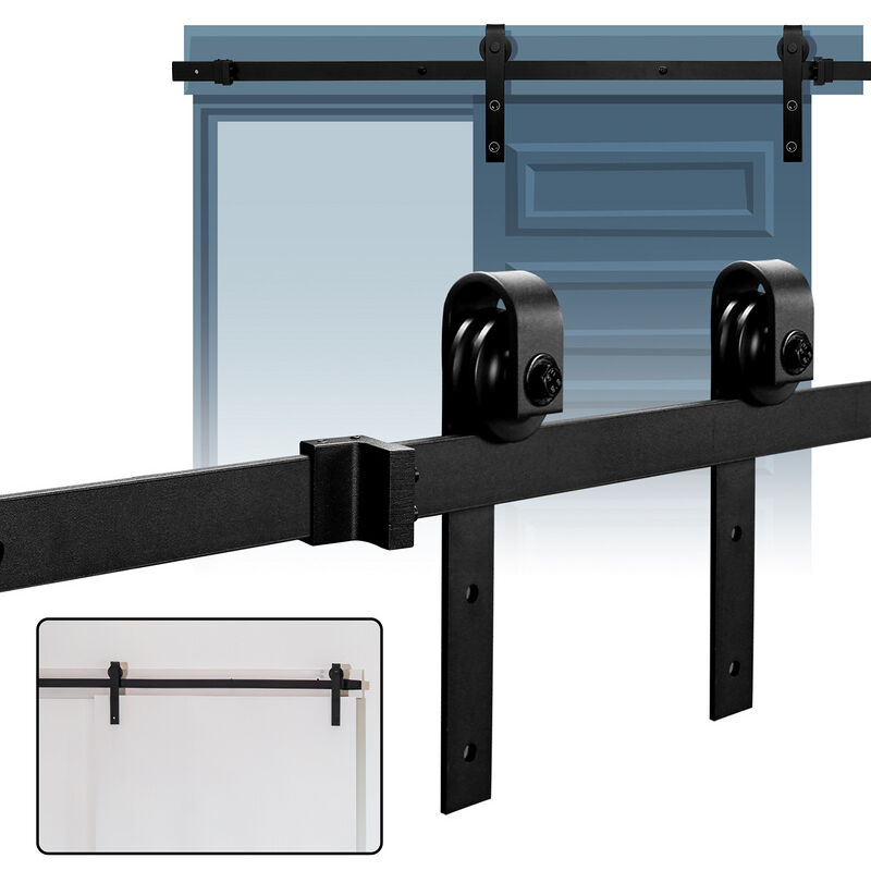 Kit de porte coulissante système coulissante Ferrure pour Système pour Portes Coulissantes avec rail de roulement Ensemble complet 244cm - Randaco
