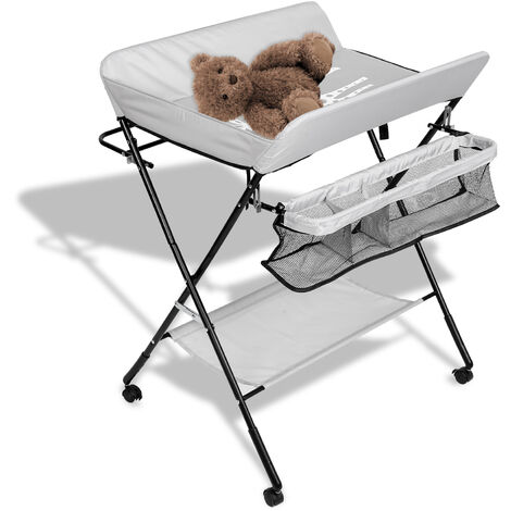 Randaco Table à langer baignoire table à langer matelas à langer pliable avec coussin - gris