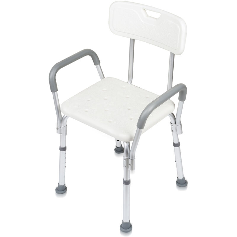 Tabouret de douche chaise de douche tabouret de bain anti-dérapant jusqu'à 136kg siège de douche - avec accoudoir avec dossier aluminium - Randaco