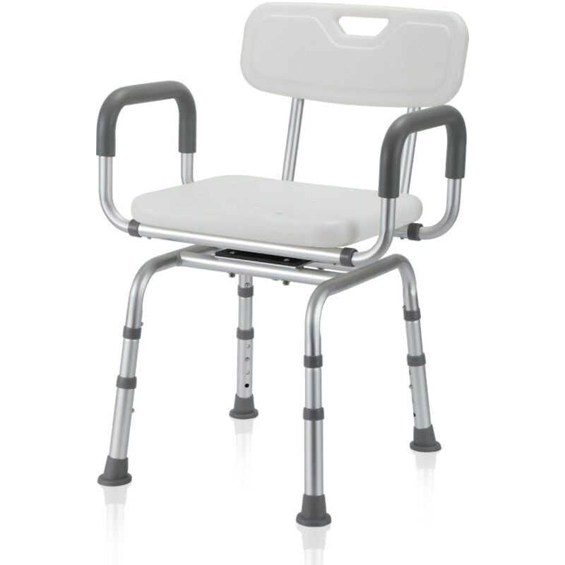 SWANEW Tabouret de douche- Siège de douche- réglable en hauteur jusqu'à 136 kg tabouret de salle de bain - Avec dossier + rotation de 360 degrés