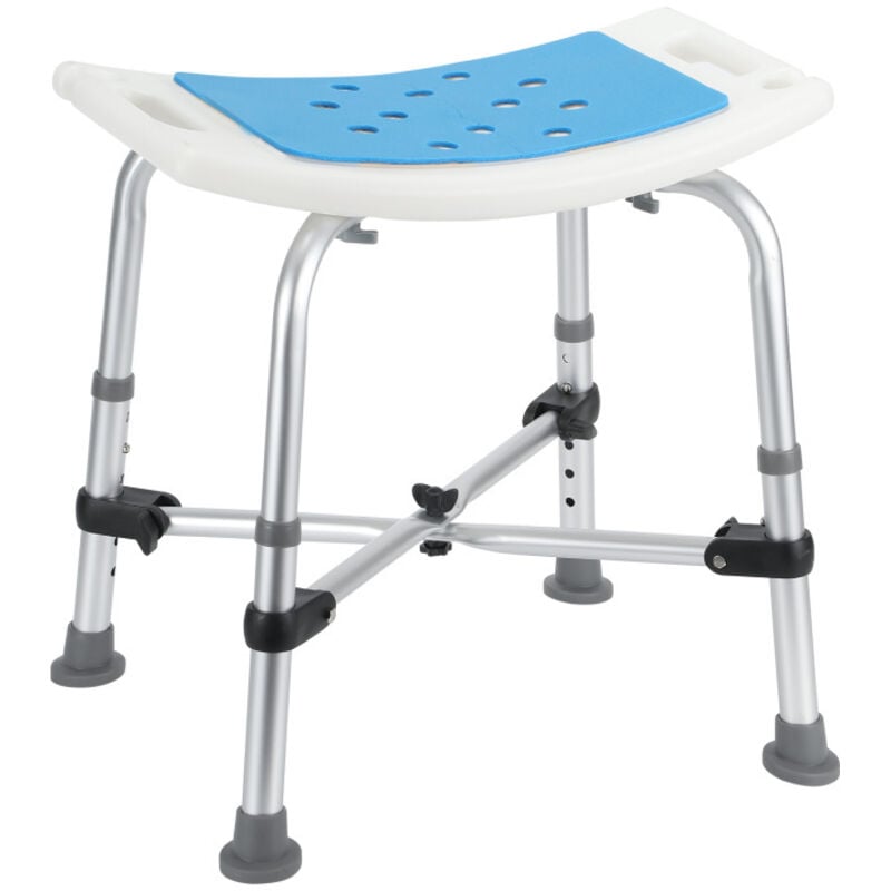 Swanew Tabouret de douche Tabouret de bain Hauteur réglable Chaise de douche - jusqu'à 180kg Supports croisés rectangulaire