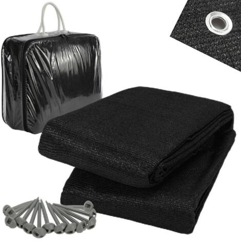 Randaco Tappeto da campeggio traspirante 200x200CM, tappeto da pavimento esterno per tenda, caravan e tendalino Nero