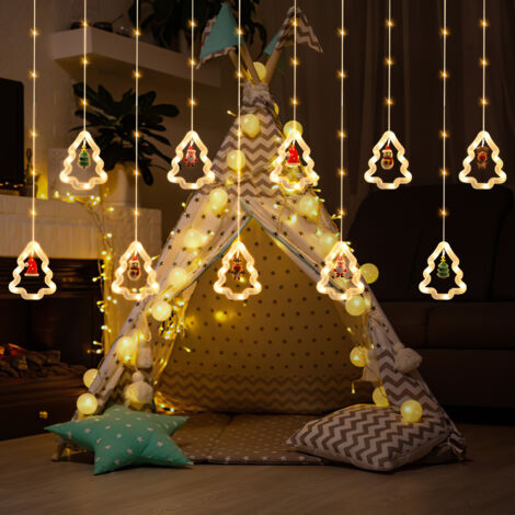 Randaco Tenda luminosa a LED con decorazioni natalizie Stringa luminosa a LED 8 modalità di illuminazione USB 3m Bianco caldo