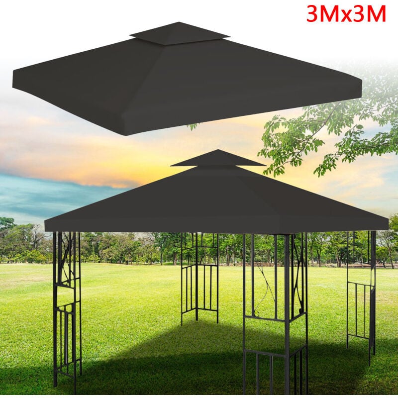 Swanew Toit de remplacement pavillon bâche de toit bâche de remplacement pavillon 3x3M anthracite