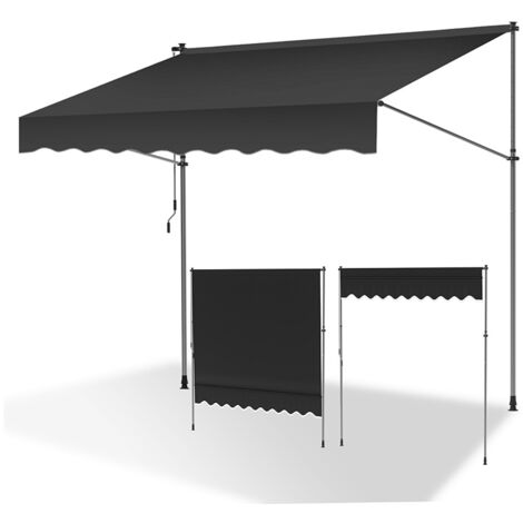 Randaco Toldo de balcón gris, 250x120 cm, retráctil, protección UV, ideal para terraza
