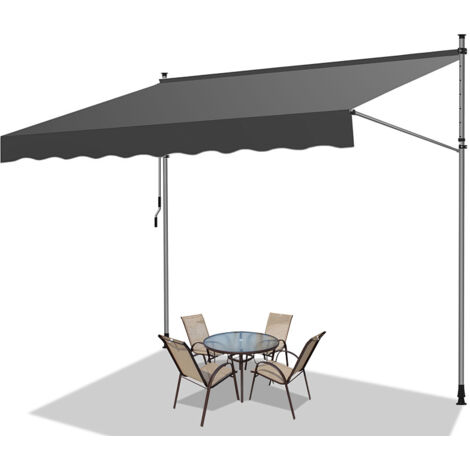 Randaco Toldo de balcón gris, 350x120 cm, retráctil, protección UV, ideal para terraza