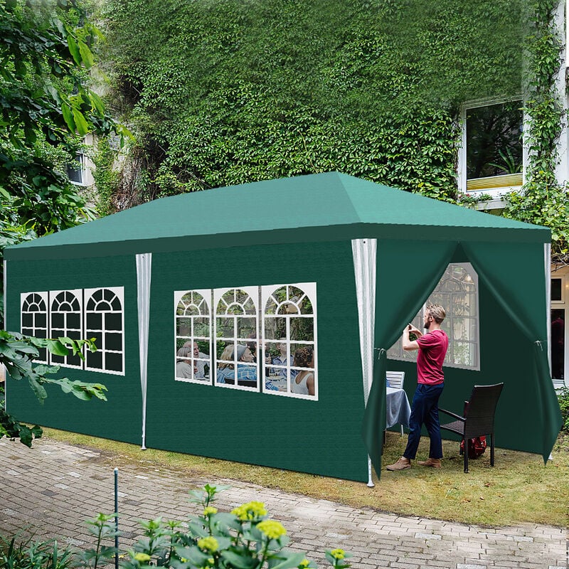 Tonnelle Pavillon Tente de Jardin – Facile à nettoyer, durable avec parois latérales, pavillon de fête parfait 3x6m Vert - Vert - Swanew