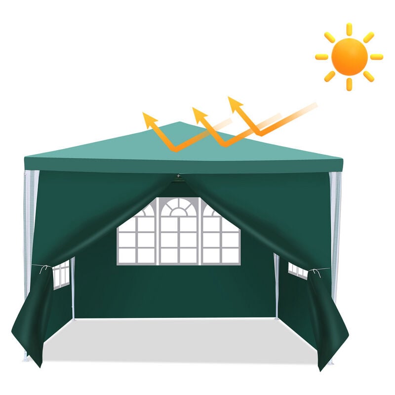 Tonnelle Pavillon Tente de Jardin – Tente pratique pour la plage, montage facile avec Easy-Klett, parfait pour les fêtes 3x3m Vert - Vert - Swanew