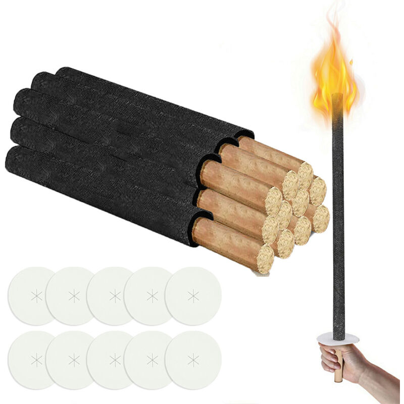 Randaco Torches en Cire Torches de Jardin Torches en Cire Naturelle avec Poignée Extra Longue, pour Pâques,Lot de 10