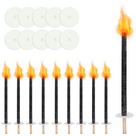 Randaco Torcia da giardino, lampada a olio da esterno, confezione da 10, 60cm, 90min