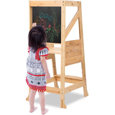 Randaco Torre di apprendimento con lavagna, torre di osservazione Montessori, 2 altezze regolabili