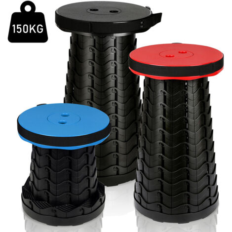 Randaco Tragbarer Klappstuhl Kompakt Campingstuhl Leichte Teleskop 150kg Outdoor Klapphocker Tragbar Schwarz