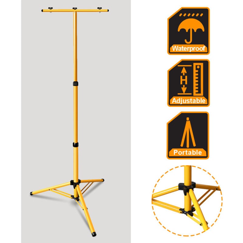 Randaco - einfeben Trépied de chantier,Trépied pour projecteur led, Projecteur de chantier à led trépied ajustable-Jaune