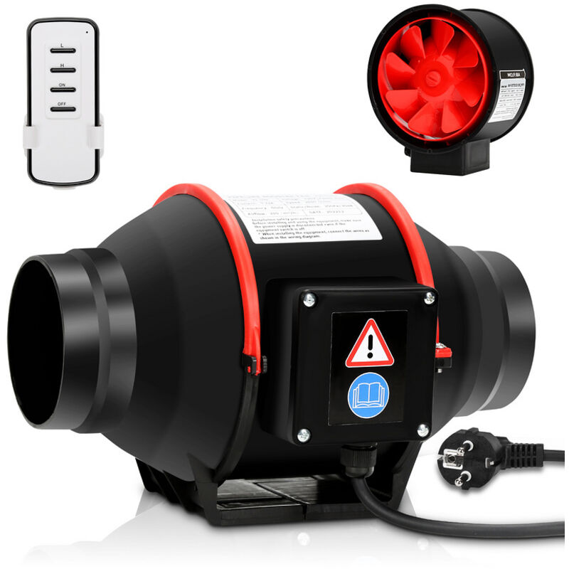 Einfeben Ventilateur de conduit 100 mm ventilateur de salle de bain avec télécommande ventilateur ventilateur mural silencieux ventilateur