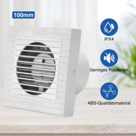 Randaco Ventilator mit Kugellagermotor, Nachlaufrelais, Ø 100mm Abluft, Badlüfter
