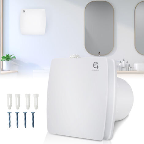 Randaco Ventilatore per bagno - Ventilatore per radiatore - Ventilatore a parete - Timer 150 mm - Feuchtesensor - Mit Rückflussleitblech
