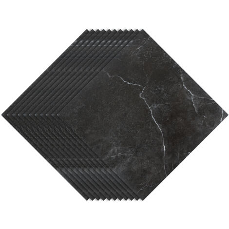 Randaco Vinilo PVC adhesivo para suelos 22 Piezas 30cm x 30cm,ca. 2 m² ,Mármol negro impermeable papel pintado autoadhesivo PVC