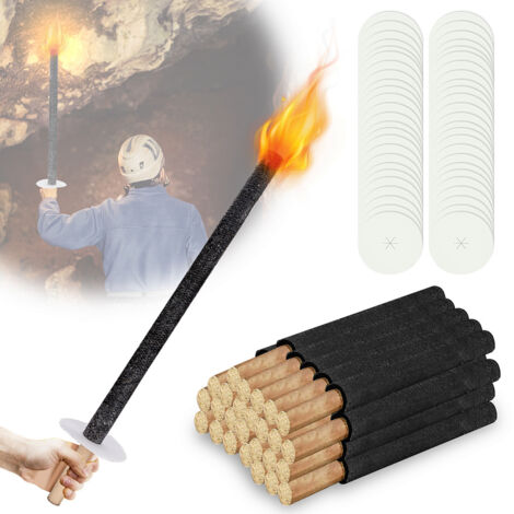 Randaco Wachsfackeln mit Handschutz Fackeln für Draußen, Fackeln Brennzeit 45 min für Outdoor Garten 200 Stück