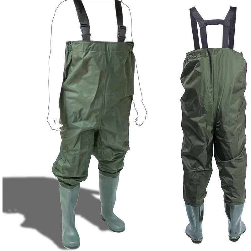 TolleTour waders 70 deniers nylon poisson étang de pêche pantalon imperméable pêcheur étang pantalon en caoutchouc avec bottes 40/41