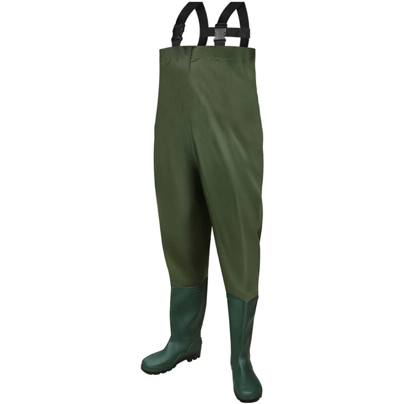 Randaco Waders, pantalons de pêche, pantalons de pêche, pantalons d'étang, bottes de wading, pantalons de wading avec bottes PVC caoutchouc 44/45