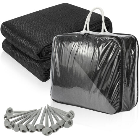 Randaco Zeltteppich 200x200 cm HDPE Schwarz UV-stabil Atmungsaktiv mit 13 Heringe für Zelt & Caravan & Picknick