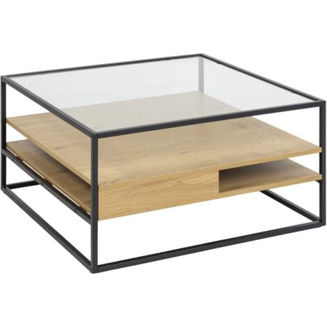 EBUY24 Randolf table basse 2 tablettes chêne décor.