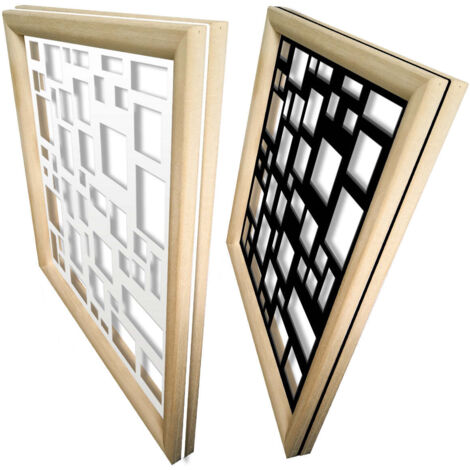 RANDOM - Modules décoratifs en bois et PVC - Couleur : blanc - Dimension : 48x48 cm