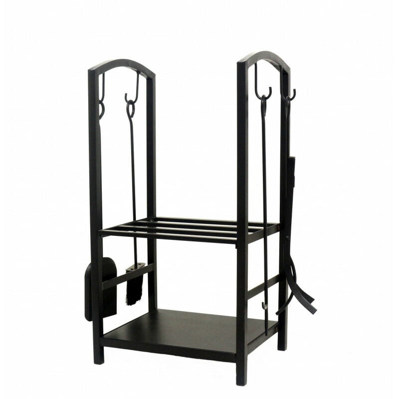 Range bûche avec serviteur 2 étages porte buche, étagère à bois