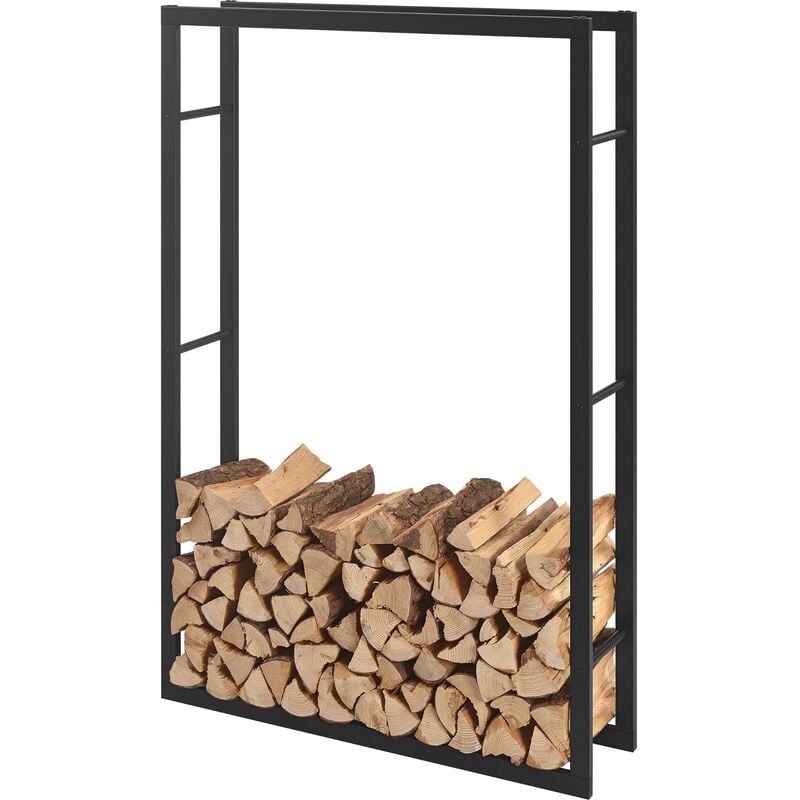[en.casa] - Range-bûches Täby en acier 100 x 25 x 150 cm noir