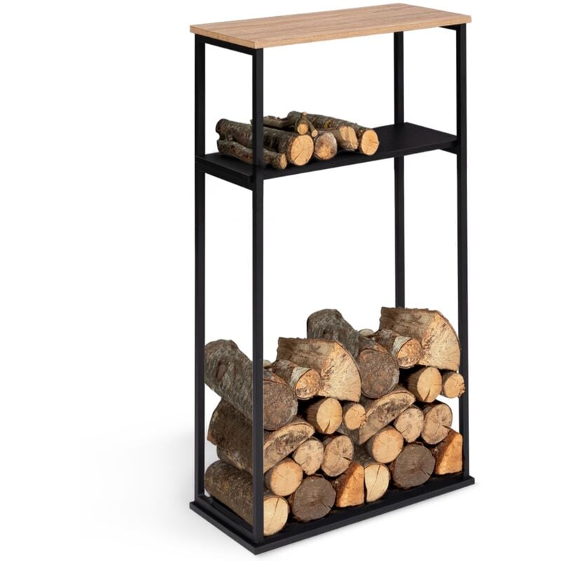 Idmarket - Range bûches vertical large avec étagères 33 x 66 x 112 cm pour cheminée